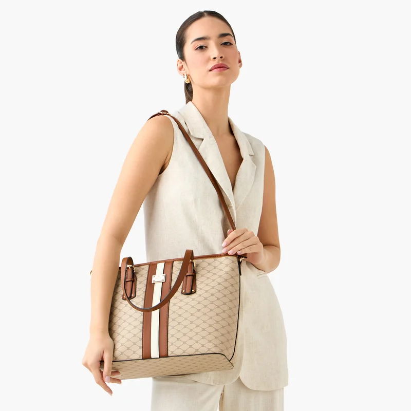 Bessie London Monogram Print Tote Bag for Women